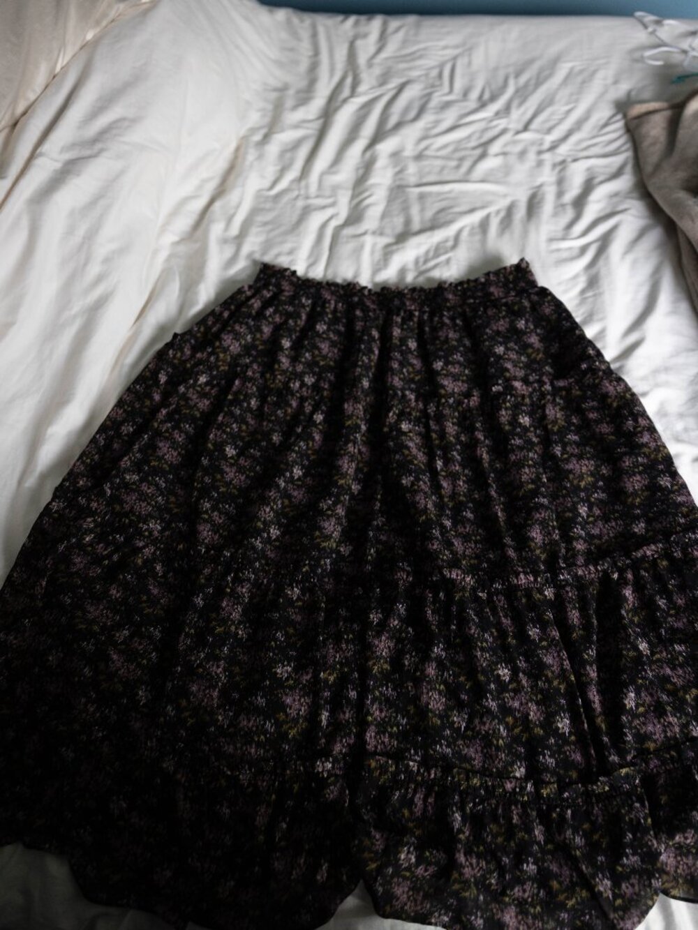 Madewell Black Floral Tiered Midi Skirt Plus Size 3X